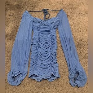 Lucy in the Sky Elegant Blue Mesh Dress